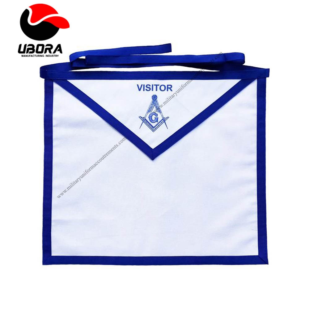 Masonic Blue Lodge White Cotton Duck Cloth Visitor Apron Printed masonic regalia